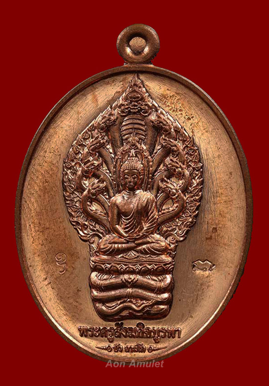 เหรียญนาคปรกเนื้อทองแดงผิวไฟ รุ่น มงคลมหาลาภ หลวงปู่บัว ถามโก วัดศรีบุรพาราม พศ.2559 หมายเลข No.2276