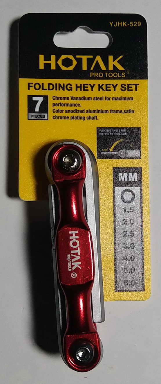 ประเเจ L หกเหลี่ยม HOTAK ชนิดพกพา 7 ตัว / ชุด  ขนาด 1.5 , 2.0 , 2.5 , 3.0 , 4.0 , 5.0 , 6.0 mm 