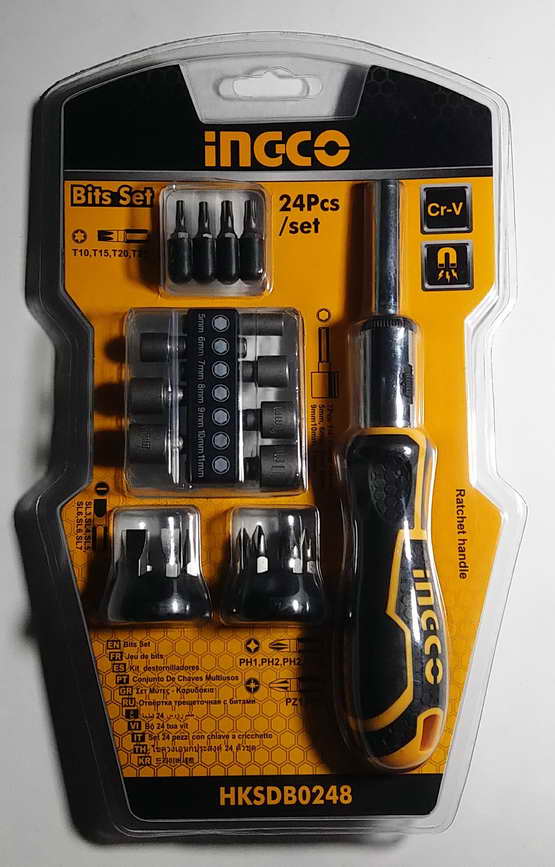 ไขควงเอนกประสงค์ ชนิดกอกแกก INGCO   พร้อมอุปกรณ์ 24 ตัว / ชุด 