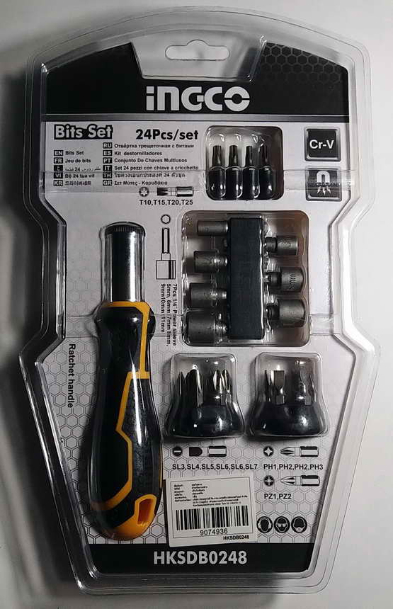 ไขควงเอนกประสงค์ ชนิดกอกแกก INGCO   พร้อมอุปกรณ์ 24 ตัว / ชุด 