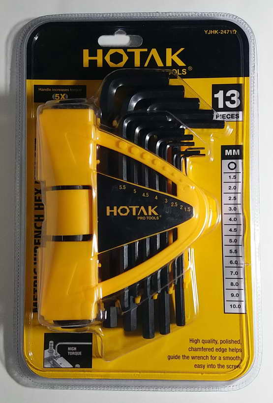 กุญแจ L หกเหลี่ยม ยี่ห้อ  HOTAK  13 ตัว / ชุด   