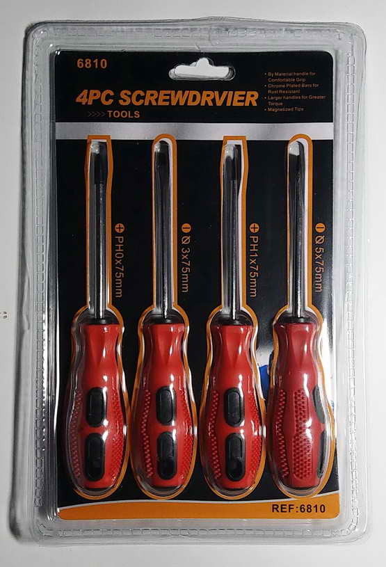 ไขควง ทำไฟ สี่ตัว / ชุด ปากแบน 2 ตัว ปากแฉก 2 ตัว 