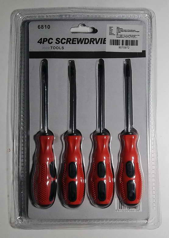 ไขควง ทำไฟ สี่ตัว / ชุด ปากแบน 2 ตัว ปากแฉก 2 ตัว 