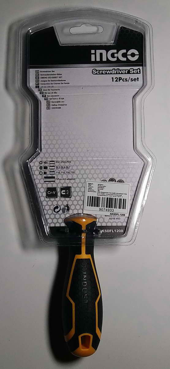 ไขควงเอนกประสงค์ ชนิดสายอ่อน INGCO   พร้อมอุปกรณ์ 12 ตัว / ชุด 