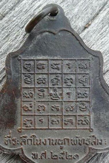 เหรียญ หลวงพ่อกวย หลังยันต์ เนื้อทองแดงรมดำ ปี 2521