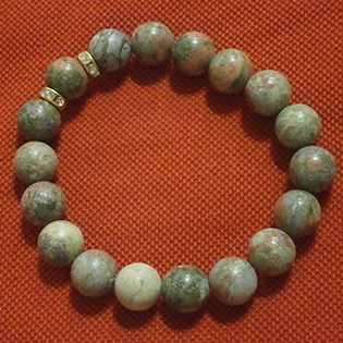 สร้อข้อมือหินแท้ "ยูนาไคต์" ขนาด 10 มิล (#137)