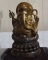 องค์บูชา พระพิฆเนศ เนื้อโลหะผิวสีน้ำผึ้ง พร้อมครอบแก้ว ขนาดหน้าตัก 2 นิ้ว