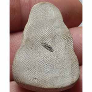 พระปิดตาเนื้อผง หลังฝังข้าวสารดำ ไม่ทราบที่ครับ