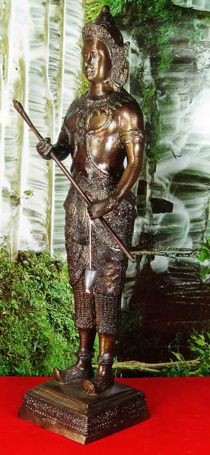 พระวิษณุกรรม เทพผู้สร้าง บรมครูแห่งช่างทั้งปวง ทองเหลืองรมมันปู ขนาด สูง 12 นิ้ว ฐานกว้าง 3 นิ้ว