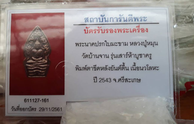 พระนาคปรกใบมะขาม หลวงปู่หมุนรุ่นเสาร์ห้าบูชาครู พิมพ์ตาขีดยันต์ตื้น เนื้อนวโลหะ ปี 2543