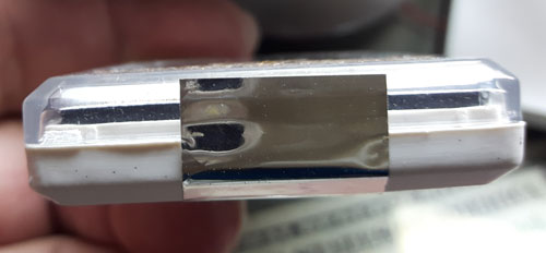 เสมาอายุยืนเจริญพรหลวงปู่ชาญวัดบางบ่อเนื้อทองเเดงหน้ากากทองฝาบาตรเเจกกรรมการหายากมากๆยังไม่เเกะซีล