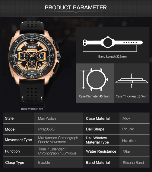 นาฬิกา Megir โครโนกราฟ ของแท้ ของใหม่