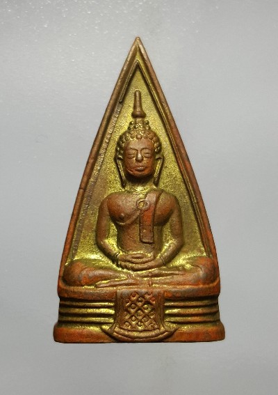 1500..พระหลวงพ่อโสธร2หน้า ปี2508 เม็ดพระศก4,4//4,4 นิยม ก้นกลึง เนื้อทองเหลือง พร้อมบัตรรับรอง