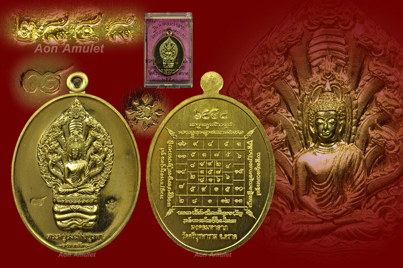เหรียญนาคปรกเนื้อทองทิพย์ รุ่น มงคลมหาลาภ หลวงปู่บัว ถามโก วัดศรีบุรพาราม พศ.2559 หมายเลข No.2848