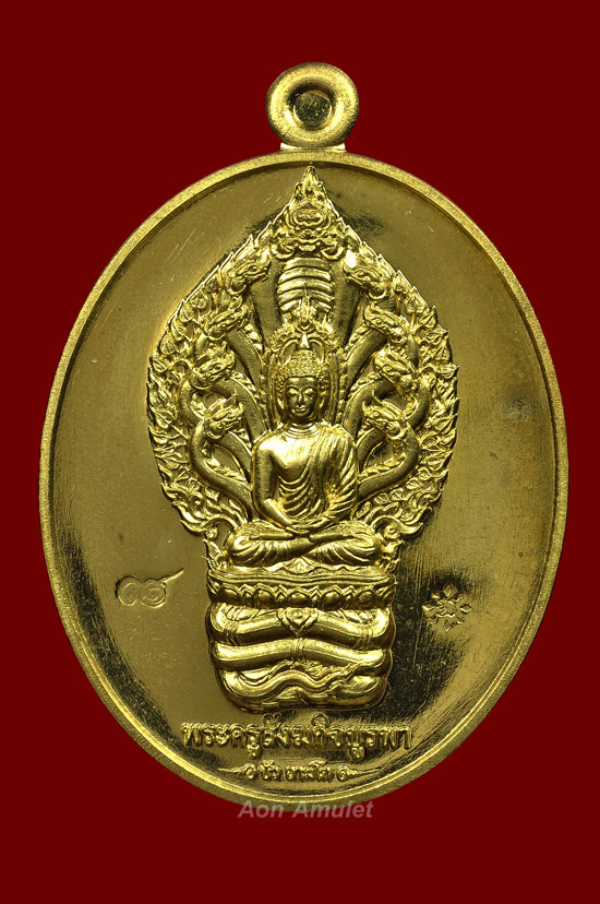 เหรียญนาคปรกเนื้อทองทิพย์ รุ่น มงคลมหาลาภ หลวงปู่บัว ถามโก วัดศรีบุรพาราม พศ.2559 หมายเลข No.2848