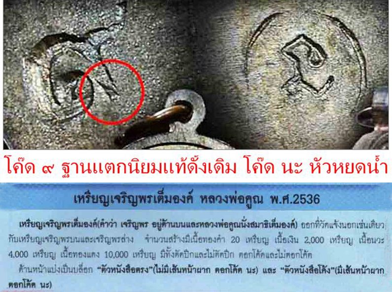 เหรียญหลวงพ่อคูณ เต็มองค์ รุ่นเจริญพร  ไม่ตัดปีก เนื้อทองแดง ปี 36
