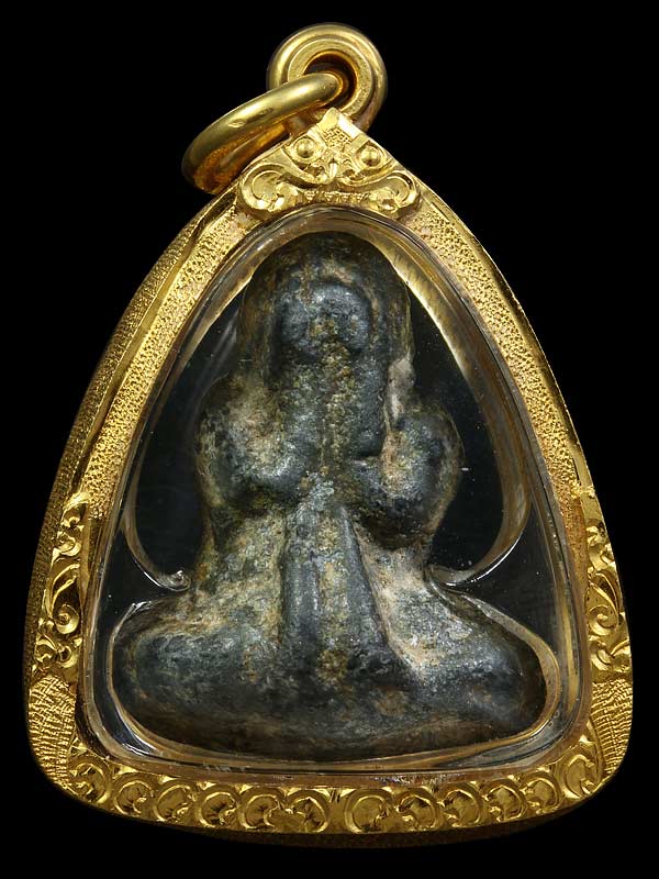 พระปิดตาลวงพ่อวงษ์ (พระครูพรหมวิสุทธิ์) เนื้อชินเขียว วัดทุ่งผักกูด จ.นครปฐม มีเลี่ยมทองแท้พร้อมห้อย