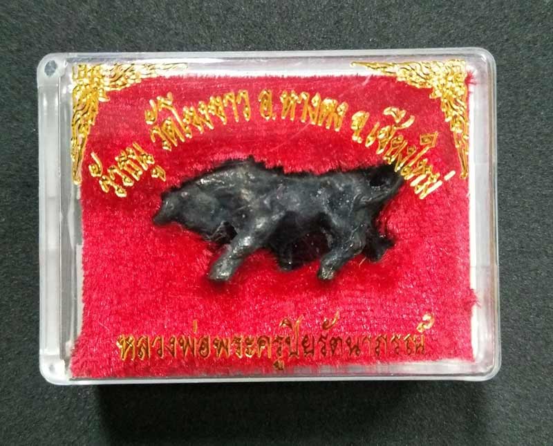 วัวธนู วัดโขงขาว หลวงพ่อฤาษีลิงดำปลุกเสก พร้อมกล่องเดิม เคาะเดียว