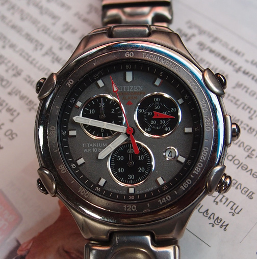 นาฬิกา CITIZEN Chonograph Alarm ตัวเรือน Titanium TACHYMETER เริ่มถูกกว่านาฬิกาวงเดียวปกติอีกครับ