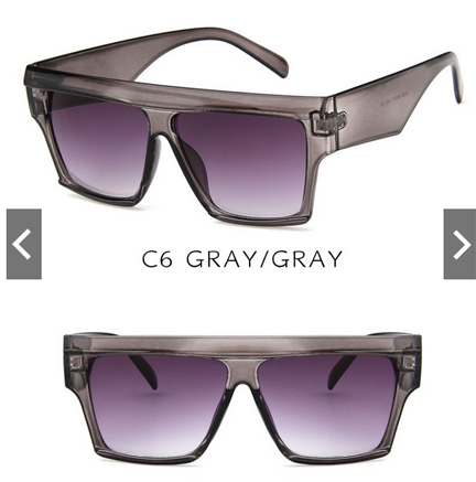 แว่นกันแดด Retro Square Sunglasses สีเทาโทนดำ ดีไซน์เท่ห์ UV400Protection