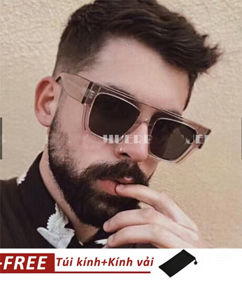 แว่นกันแดด Retro Square Sunglasses สีเทาโทนดำ ดีไซน์เท่ห์ UV400Protection