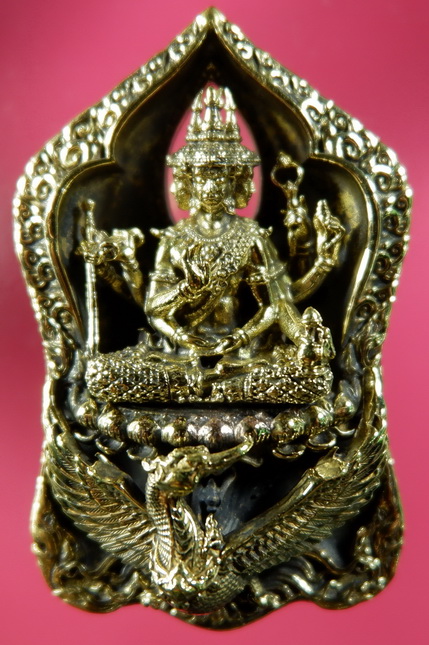 รูปหล่อพระพรหมสยามเทวา หลวงปู่คำเป็ง สำนักสงฆ์มะค่างาม เนื้อทองเทวาขัดเงา ขนาด 1.5 นิ้ว สวยครับ