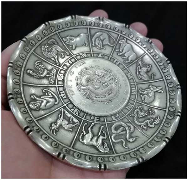 *ถาดลาย12นักษัตรจีน ทองเหลืองชุบเงิน(2)*