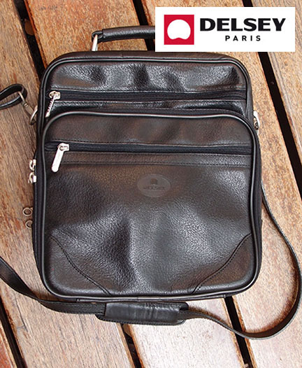 เคาะเดียว !! กระเป๋าหนังสะพายข้าง สีดำ DELSEY Paris แบรนด์ฝรั่งเศส