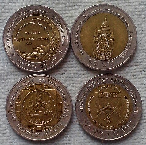 เหรียญ 10 บาท สองสี 4 เหรียญ 4 วาระ