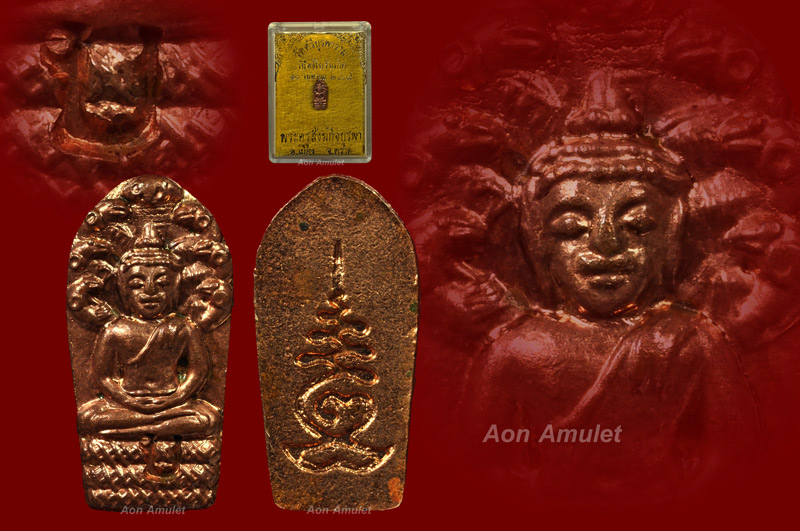 พระนาคปรกใบมะขามรุ่นแรกเนื้อทองแดง หลวงปู่บัว ถามโก วัดศรีบุรพาราม พศ.2535