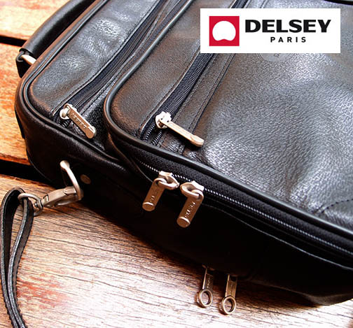 เริ่มวัดใจถูกๆ !! กระเป๋าหนัง สีดำ สะพายข้าง DELSEY Paris แบรนด์ฝรั่งเศส