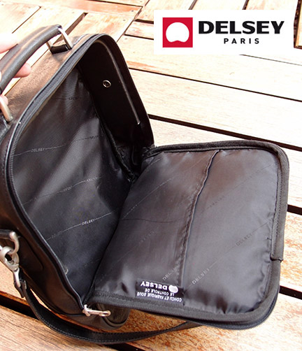 เริ่มวัดใจถูกๆ !! กระเป๋าหนัง สีดำ สะพายข้าง DELSEY Paris แบรนด์ฝรั่งเศส