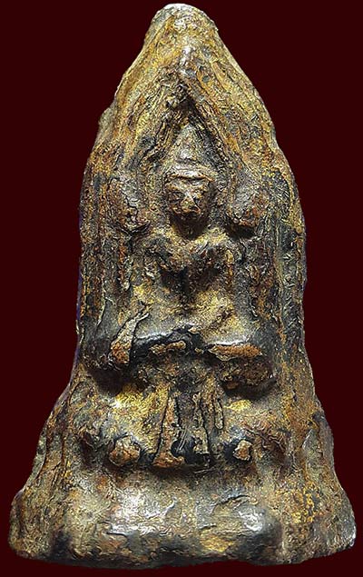 *พิมพ์โคนสมอ กรุวัดตะไกร อยุธยา เนื้อดินเผา ลงรักปิดทอง*