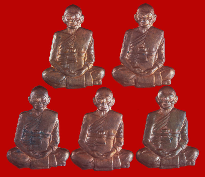 รูปเหมือนปั้มครึ่งซีก รุ่น แพ ๙๑  หลวงพ่อแพ วัดพิกุลทองสิงห์บุรี เนื้อทองแดง 5 องค์ # 4