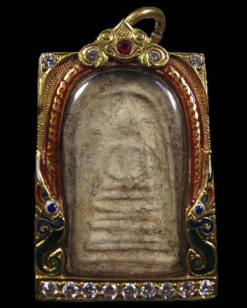 พระสมเด็จบางขุนพรหม พิมพ์ฐานคู่ วัดใหม่อมตรส บางขุนพรหม กทม.เลี่ยมทอง