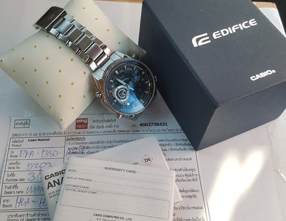 นาฬิกา casio edifice ของแท้ ยกกล่อง สภาพสวยมาก 2ระบบ Digi-Ana เรือนสแตนเลส จับเวลาได้