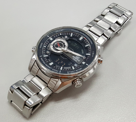 นาฬิกา casio edifice ของแท้ ยกกล่อง สภาพสวยมาก 2ระบบ Digi-Ana เรือนสแตนเลส จับเวลาได้