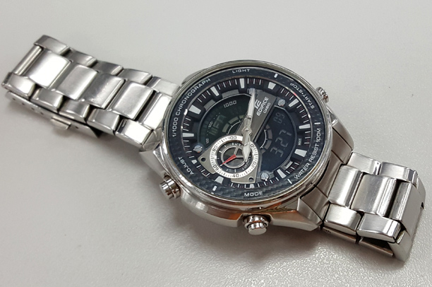 นาฬิกา casio edifice ของแท้ ยกกล่อง สภาพสวยมาก 2ระบบ Digi-Ana เรือนสแตนเลส จับเวลาได้