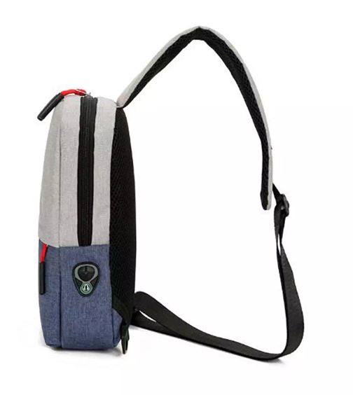 กระเป๋าคาดอก JiMANBAG สะพายข้างได้ สีทูโทน มีช่องหูฟังและช่องUSB