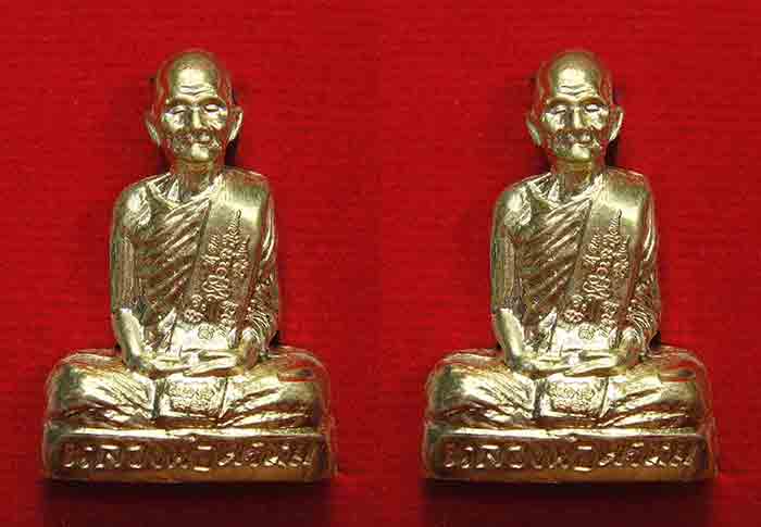 ***2 องค์คู่ยอดนิยม***หลวงพ่อพรหม ถาวโร วัดช่องแค พระรูปเหมือนปั้ม พิมพ์ก้นระฆัง เนื้อทองเหลือง+เนื้