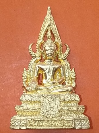 สมเด็จองค์ปฐม เสาร์5 (รุ่น4) เนื้อชุบทอง หลังยันต์นูนนิยม สร้างปี 2553