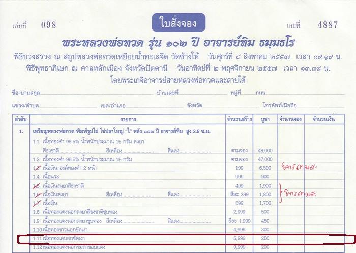 เหรียญหลวงพ่อทวด วัดช้างให้ พิมพ์ไข่ปลาใหญ่ รุ่น ๑๐๒ ปี อาจารย์ทิม เนื้อทองเคนอกขัดเงา เลข ๒๕๙๓