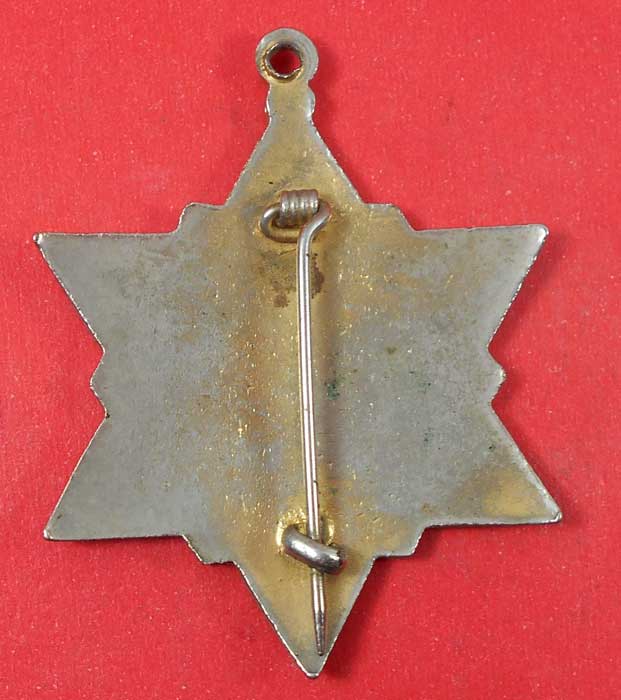 เข็มกลัดดาวยันต์เกราะเพชร ลงยาสีขาว (ดาวนายอำเภอ) หลวงพ่อฤาษีลิงดำ วัดท่าซุง