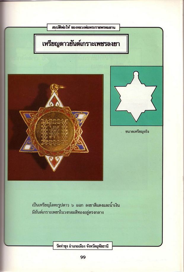 เข็มกลัดดาวยันต์เกราะเพชร ลงยาสีขาว (ดาวนายอำเภอ) หลวงพ่อฤาษีลิงดำ วัดท่าซุง