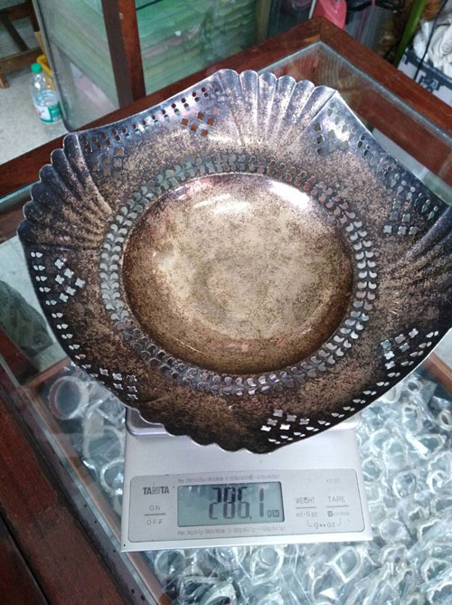 พานเงินโบราณ นน.286 กรัม