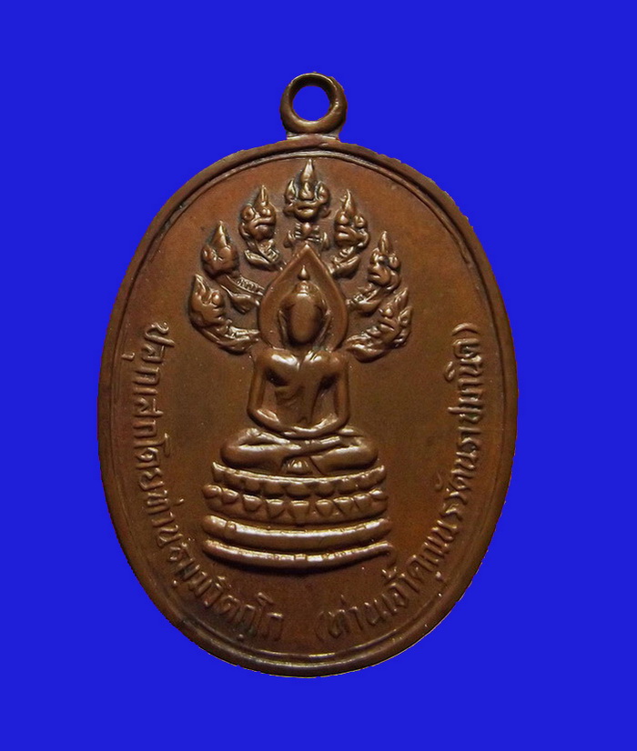 เหรียญนาคปรกจเรตำรวจ ท่านเจ้าคุณนรฯ วัดเทพศิรินทรฯ เนื้อทองแดง บล็อคดาวกระจาย ปี2513 พร้อมบัตร