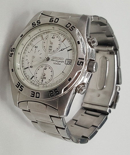 นาฬิกา SEIKO TACHYMETER  โครโนกราฟ ของแท้ 100% หน้าขาวมุก จับเวลา จัดไปเคาะเดียวถูกๆครับ