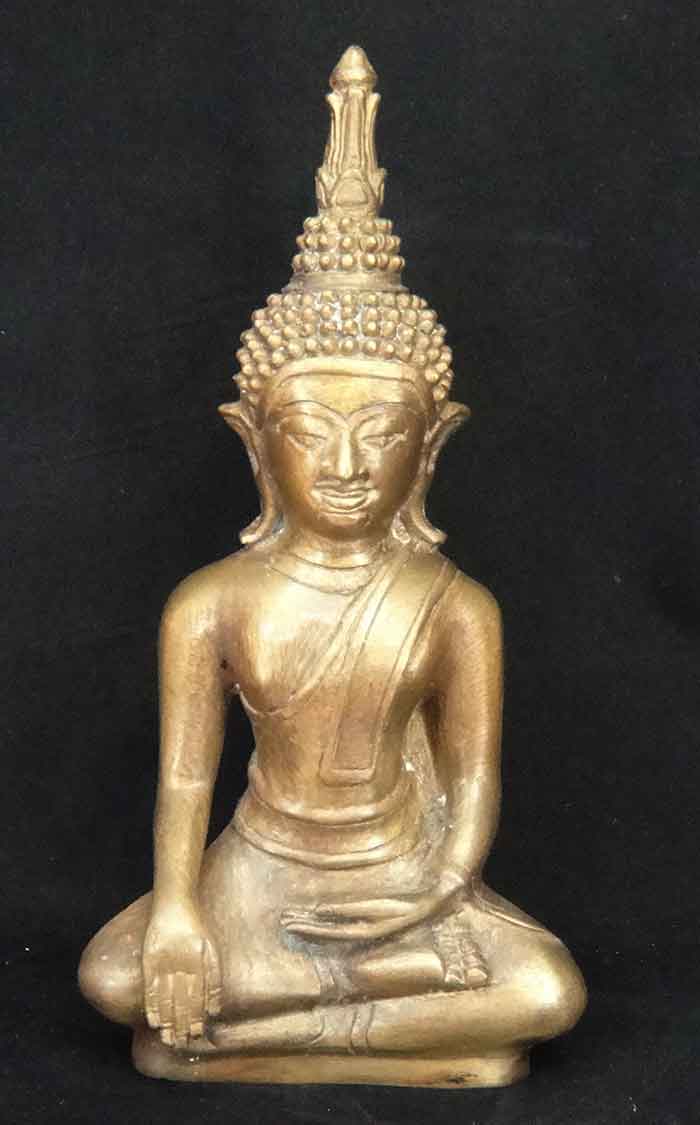 ***พระบูชาศิลปะล้านช้าง หรือพระพุทธรูปศิลปะลาว ปางมารวิชัย เนื้อทองเหลืองผิวเก่าเดิม สวยตามรูป รับปร