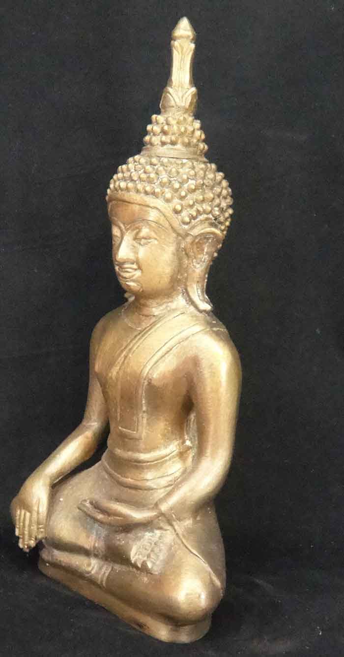 ***พระบูชาศิลปะล้านช้าง หรือพระพุทธรูปศิลปะลาว ปางมารวิชัย เนื้อทองเหลืองผิวเก่าเดิม สวยตามรูป รับปร