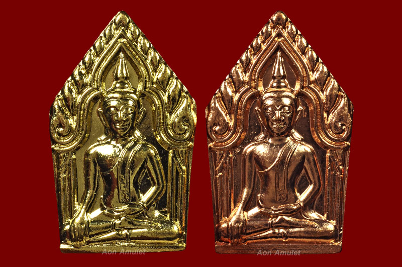 พระขุนแผนหลังยันต์มงกุฎแก้วพิมพ์ใหญ่ปั๊มเนื้อทองเทวฤทธิ์ + เนื้อทองแดง หลวงปู่บัว ถามโก พศ.2554